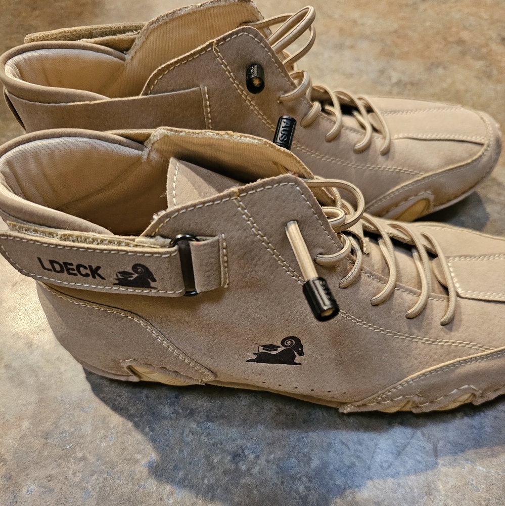 L DECK Tan Boat Shoes with Suede Finish and Durable Sole MEN or Womens - Picture 3 of 11